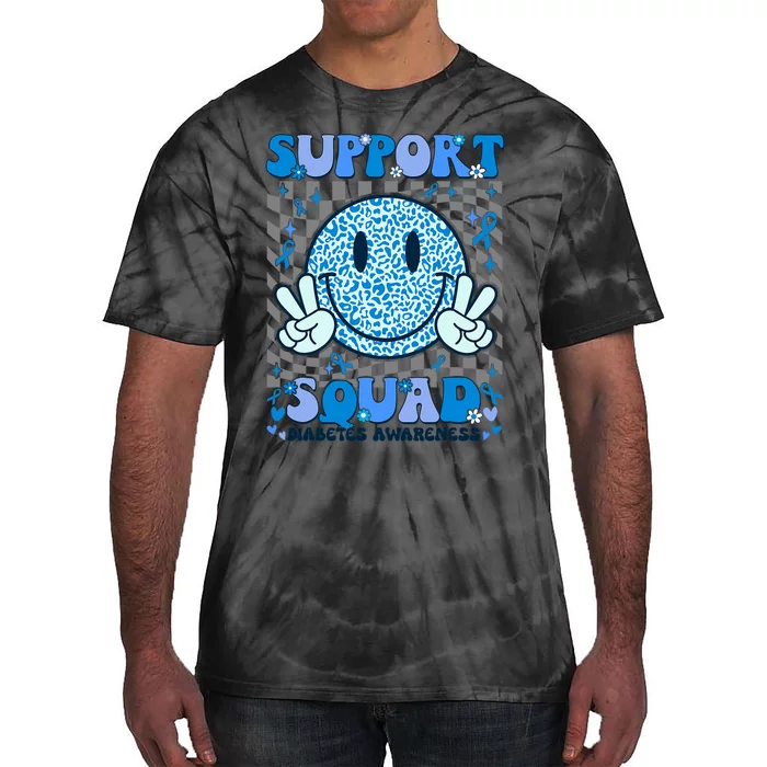 Support Squad Diabetes Awareness Blue Smile T1d Type 1 Tie-Dye T-Shirt