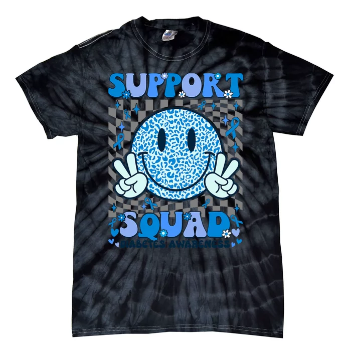 Support Squad Diabetes Awareness Blue Smile T1d Type 1 Tie-Dye T-Shirt