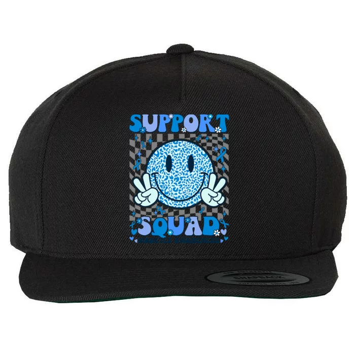 Support Squad Diabetes Awareness Blue Smile T1d Type 1 Wool Snapback Cap