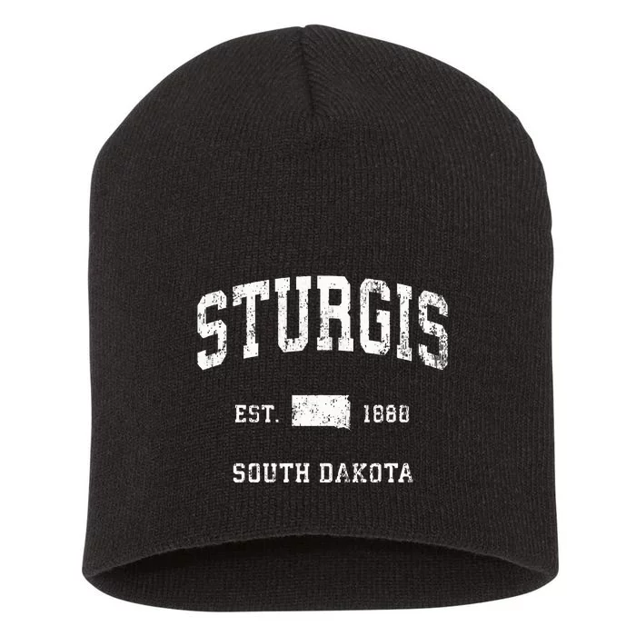 Sturgis South Dakota Sd Vintage Athletic Short Acrylic Beanie