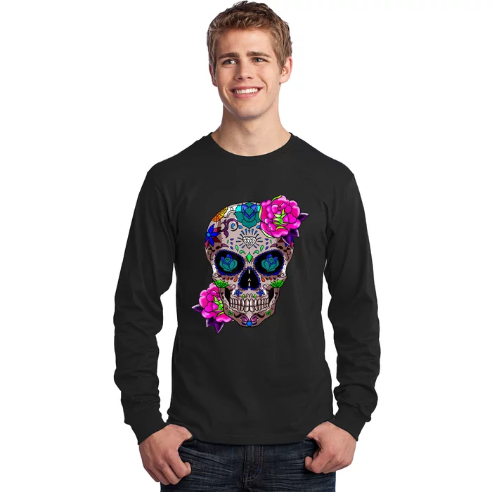 Sugar Skull Day Of The Dead Cool Bone Head Skulls Gift Idea Long Sleeve Shirt