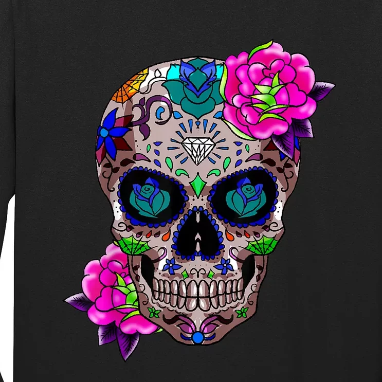 Sugar Skull Day Of The Dead Cool Bone Head Skulls Gift Idea Long Sleeve Shirt