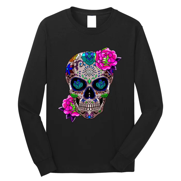 Sugar Skull Day Of The Dead Cool Bone Head Skulls Gift Idea Long Sleeve Shirt