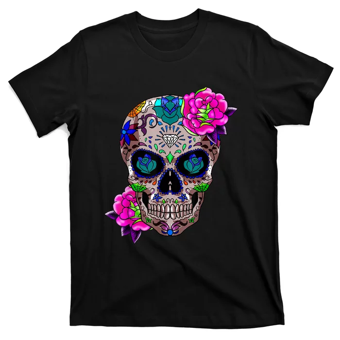 Sugar Skull Day Of The Dead Cool Bone Head Skulls Gift Idea T-Shirt Black