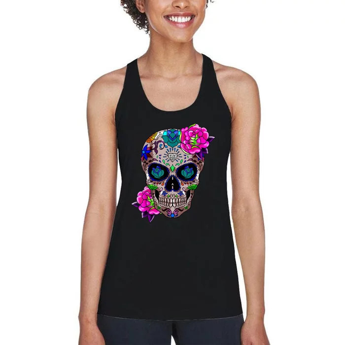 Sugar Skull Day Of The Dead Cool Bone Head Skulls Gift Idea Women's Racerback Tank