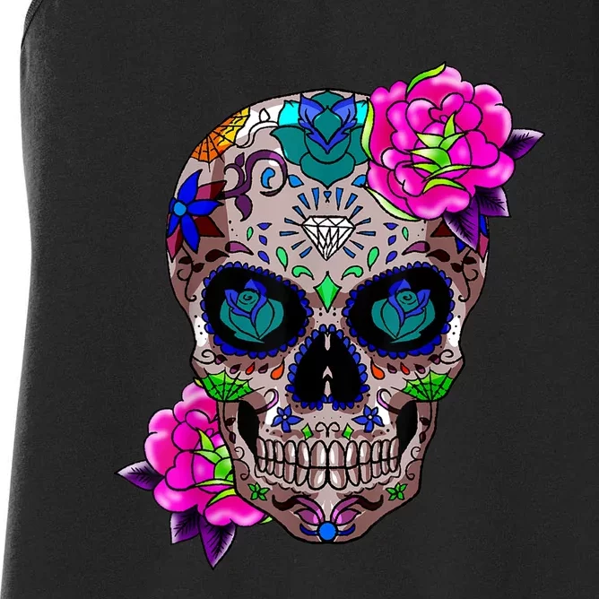 Sugar Skull Day Of The Dead Cool Bone Head Skulls Gift Idea Women's Racerback Tank