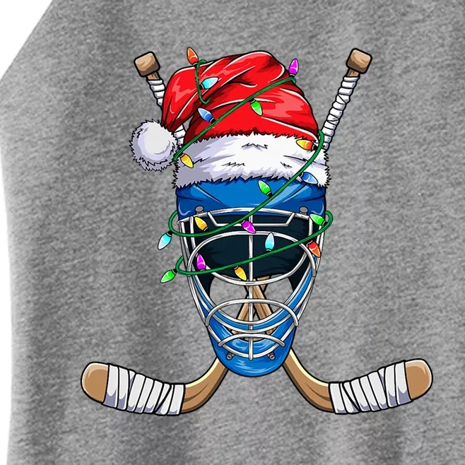 Santa Sports Design Christmas Hockey Player Gift Women’s Perfect Tri Rocker Tank