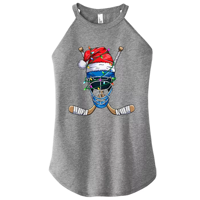 Santa Sports Design Christmas Hockey Player Gift Women’s Perfect Tri Rocker Tank