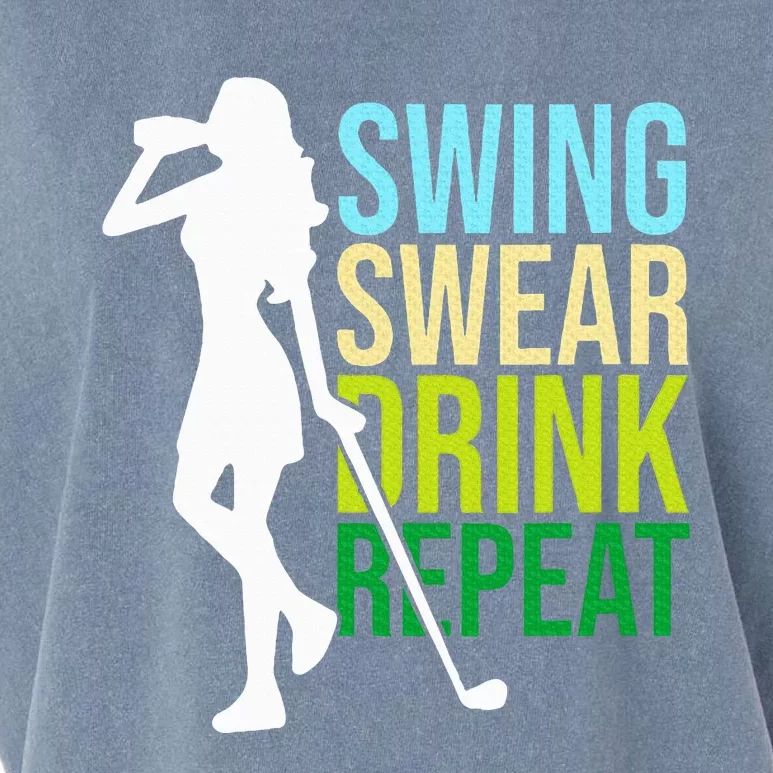 Swing Swear Drink Repeat Love Golf Garment-Dyed Women's Muscle Tee