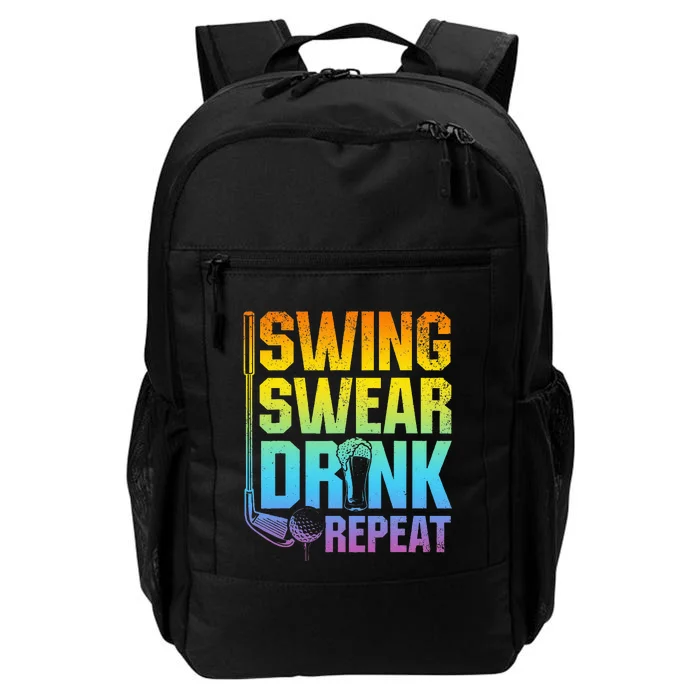 Swing Swear Drink Repeat Funny Golf Saying Daily Commute Backpack