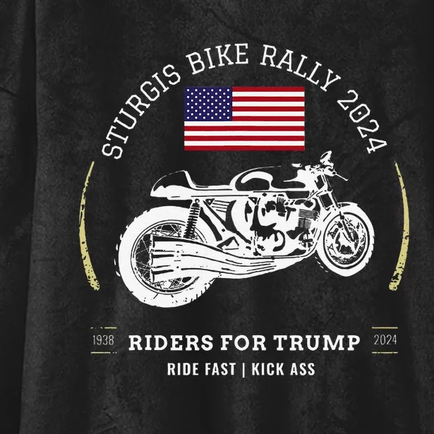 Sturgis South Dakota Bike Rally 2024 Trump Motorcycle Trike Hooded Wearable Blanket