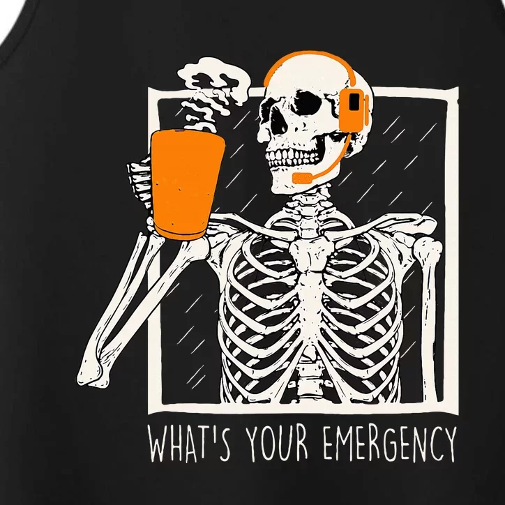 Spooky Skeleton Dispatcher 911 Halloween What Your Emergency Performance Tank