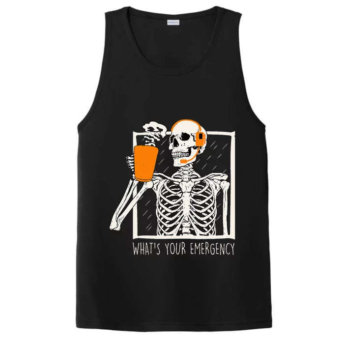 Spooky Skeleton Dispatcher 911 Halloween What Your Emergency Performance Tank