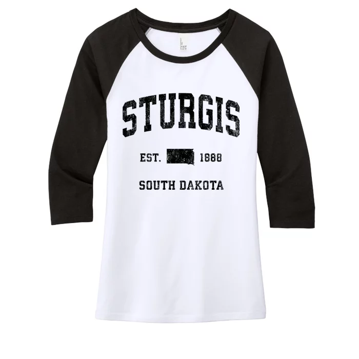 Sturgis South Dakota Sd Vintage Athletic Sports Women's Tri-Blend 3/4-Sleeve Raglan Shirt