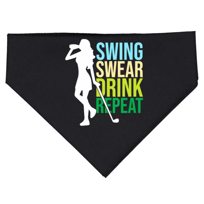 Swing Swear Drink Repeat Love Golf USA-Made Doggie Bandana