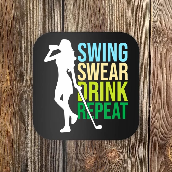 Swing Swear Drink Repeat Love Golf Coaster