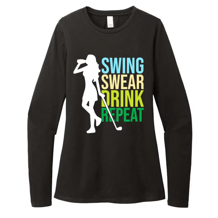 Swing Swear Drink Repeat Love Golf Womens CVC Long Sleeve Shirt