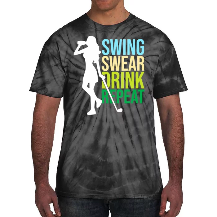 Swing Swear Drink Repeat Love Golf Tie-Dye T-Shirt