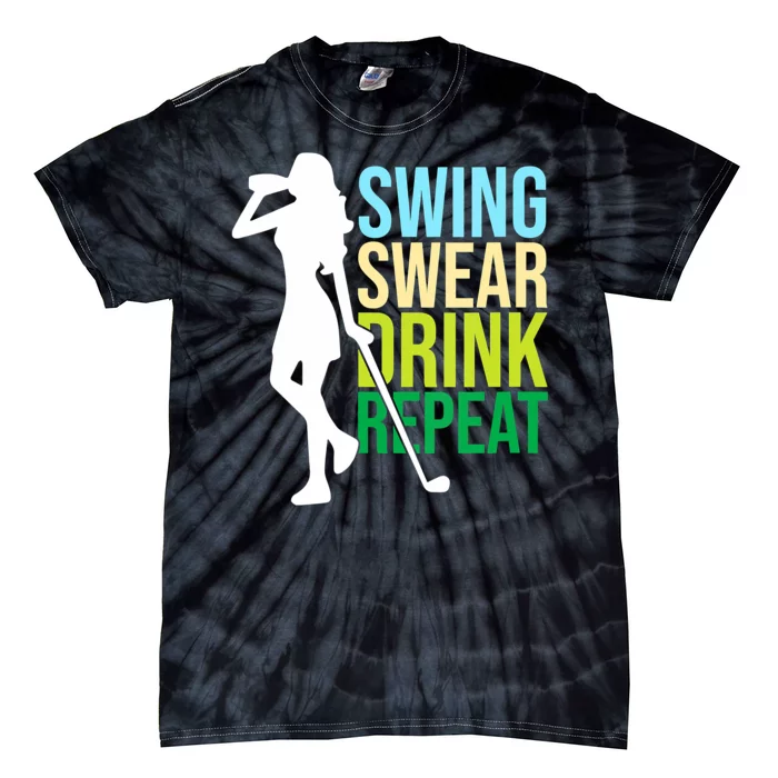 Swing Swear Drink Repeat Love Golf Tie-Dye T-Shirt