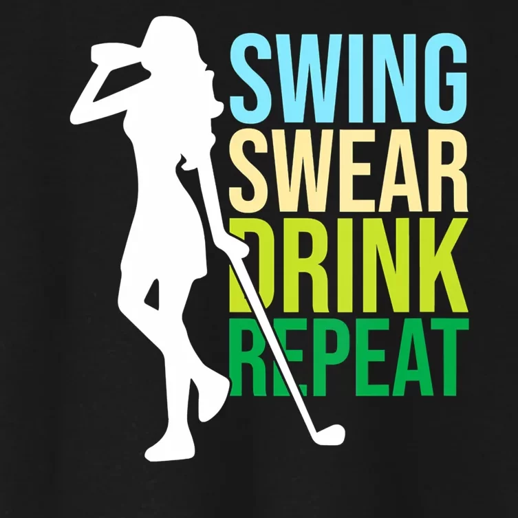 Swing Swear Drink Repeat Love Golf Women's Crop Top Tee