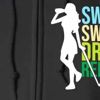 Swing Swear Drink Repeat Love Golf Full Zip Hoodie