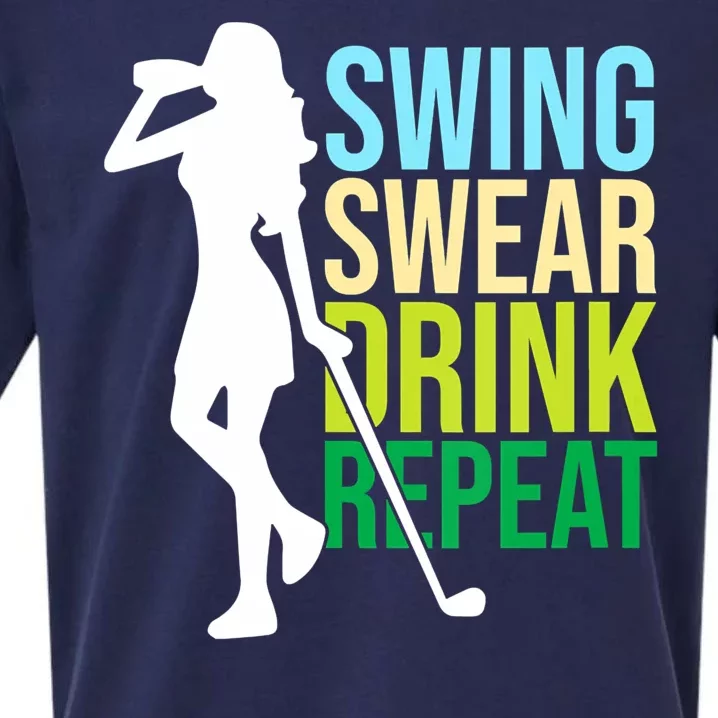 Swing Swear Drink Repeat Love Golf Sueded Cloud Jersey T-Shirt