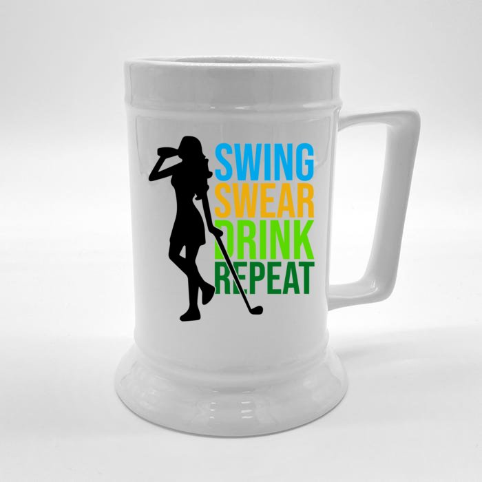 Swing Swear Drink Repeat Love Golf Front & Back Beer Stein