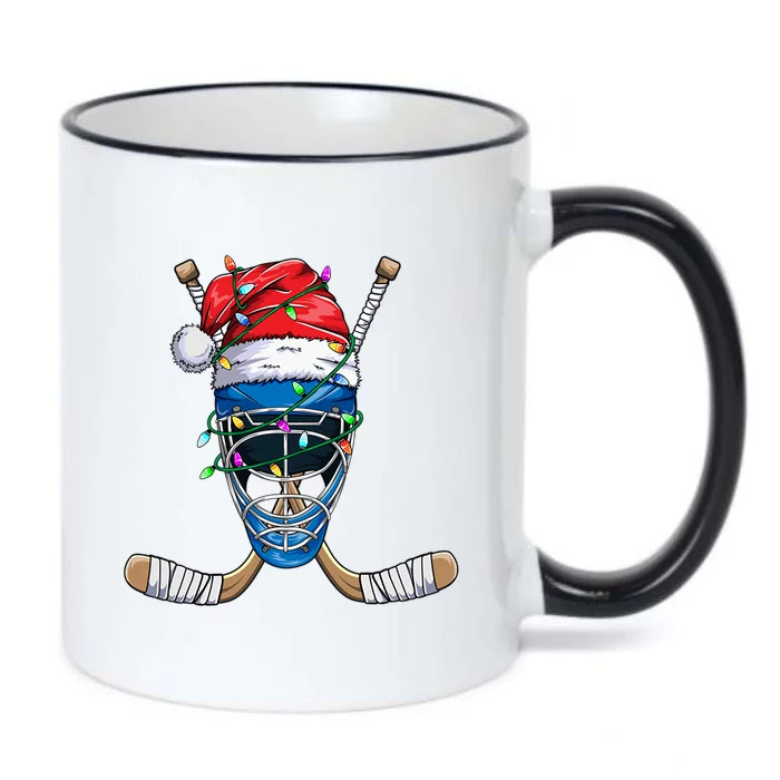 Santa Sports Design Christmas Hockey Player Gift Black Color Changing Mug