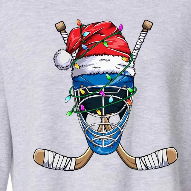 Santa Sports Design Christmas Hockey Player Gift Cropped Pullover Crew