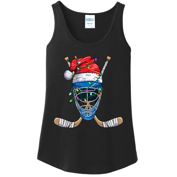 Santa Sports Design For  Boys Christmas Hockey Player Ladies Essential Tank