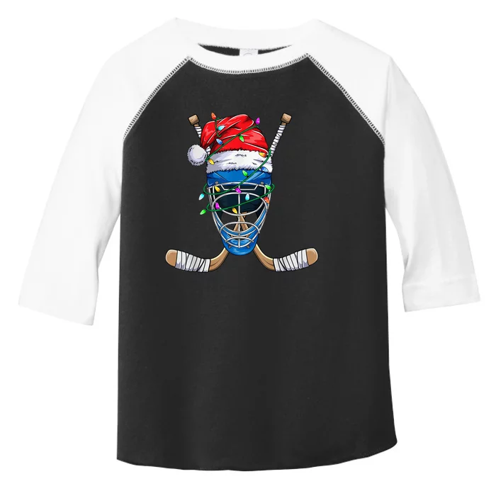 Santa Sports Design For  Boys Christmas Hockey Player Toddler Fine Jersey T-Shirt