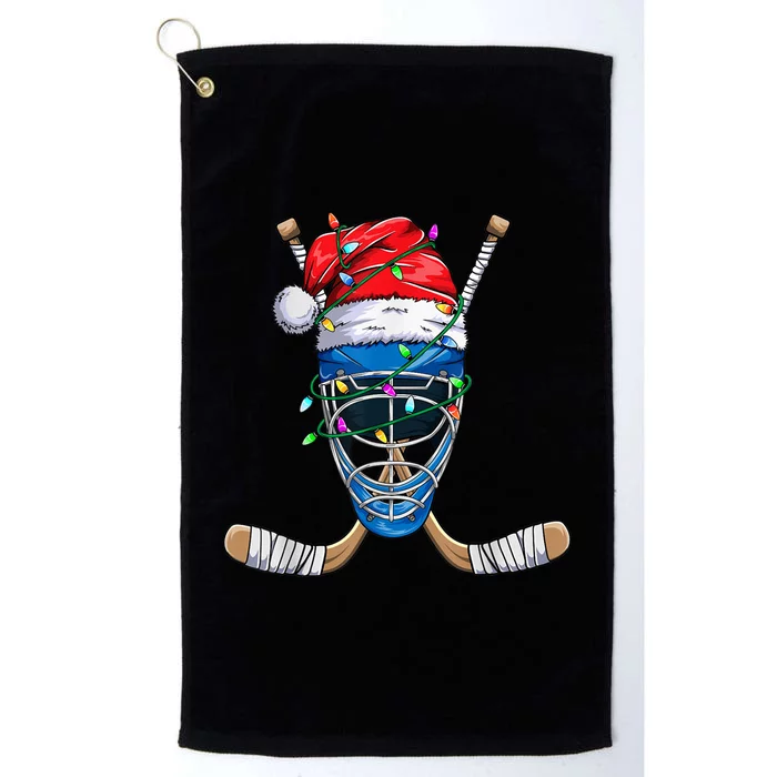 Santa Sports Design For  Boys Christmas Hockey Player Platinum Collection Golf Towel