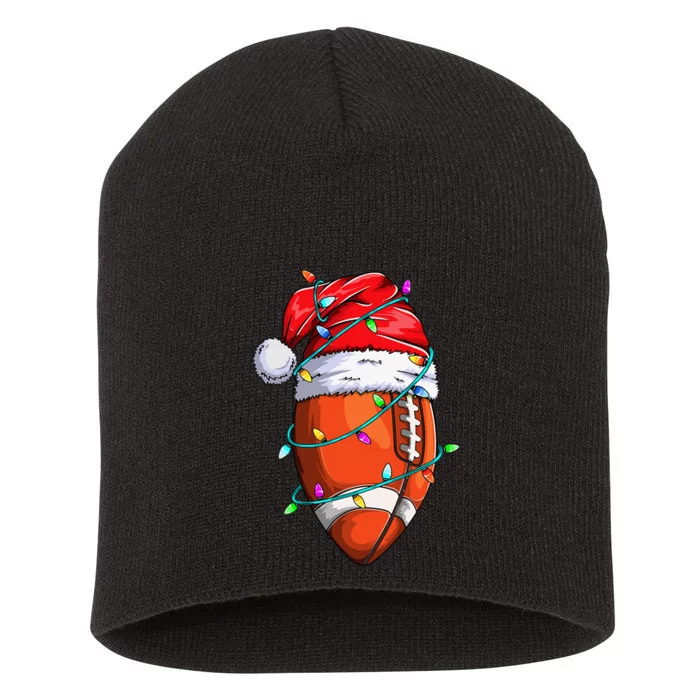 Santa Sports Design For Christmas Football Player Short Acrylic Beanie