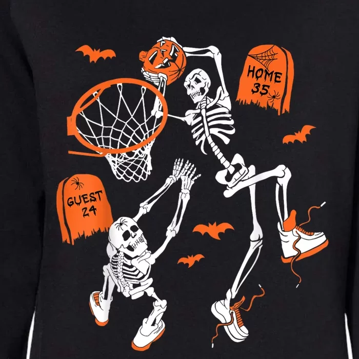 Spooky Skeleton Dunking Basketball Graveyard Halloween Womens California Wash Sweatshirt