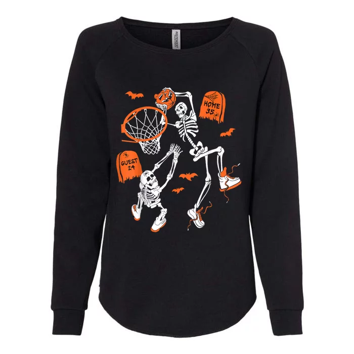 Spooky Skeleton Dunking Basketball Graveyard Halloween Womens California Wash Sweatshirt