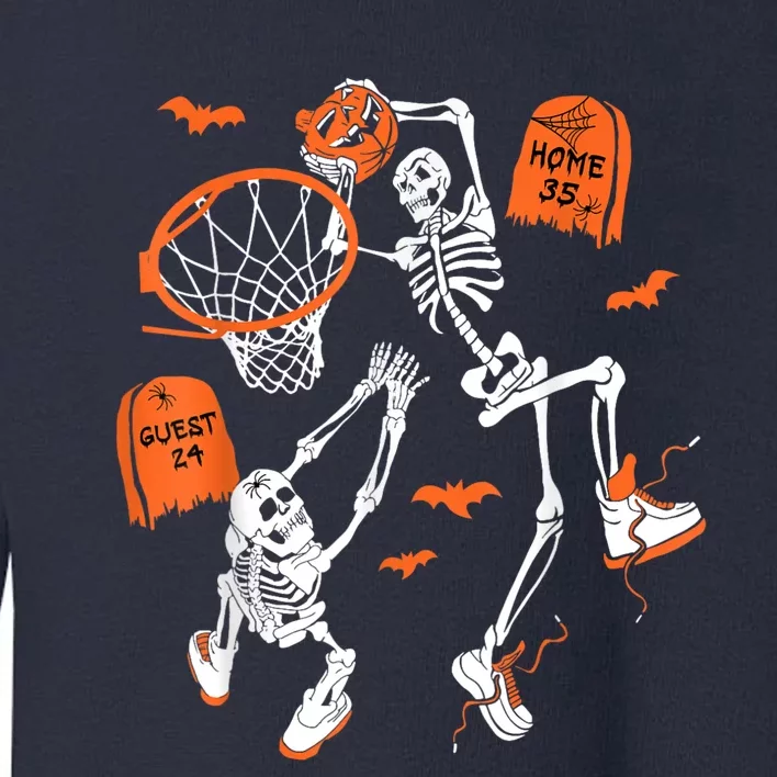 Spooky Skeleton Dunking Basketball Graveyard Halloween Toddler Sweatshirt