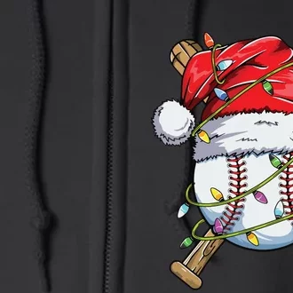 Santa Sports Design For Boy Christmas Baseball Player Full Zip Hoodie