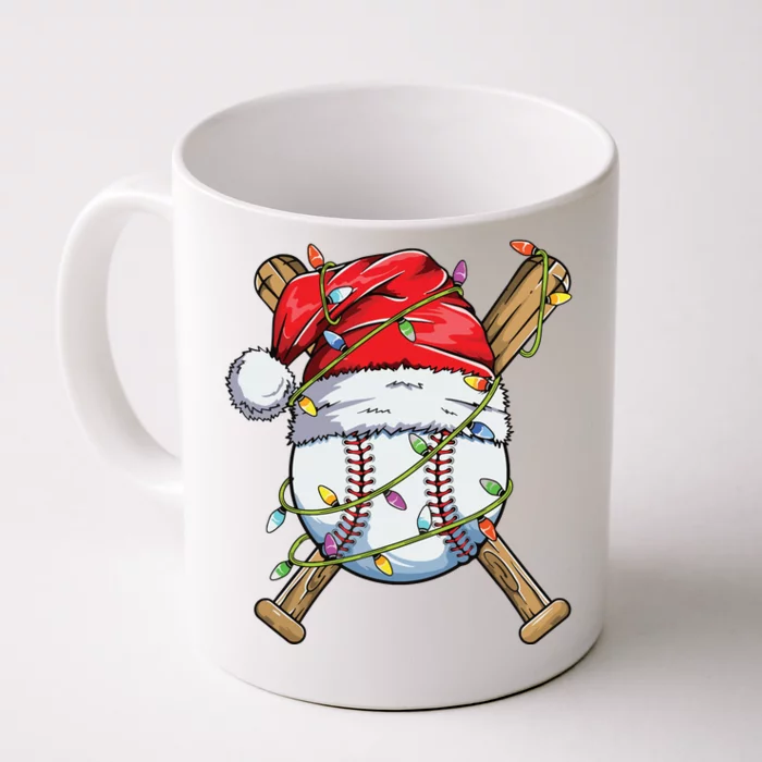 Santa Sports Design For Boy Christmas Baseball Player Front & Back Coffee Mug