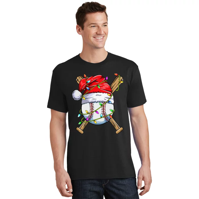 Santa Sports Design For Christmas Baseball Player T-Shirt