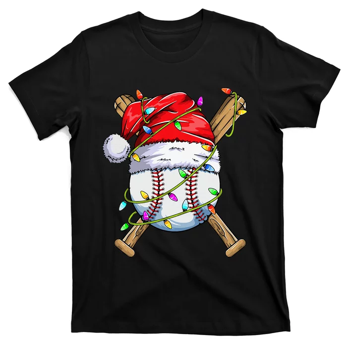 Santa Sports Design For Christmas Baseball Player T-Shirt