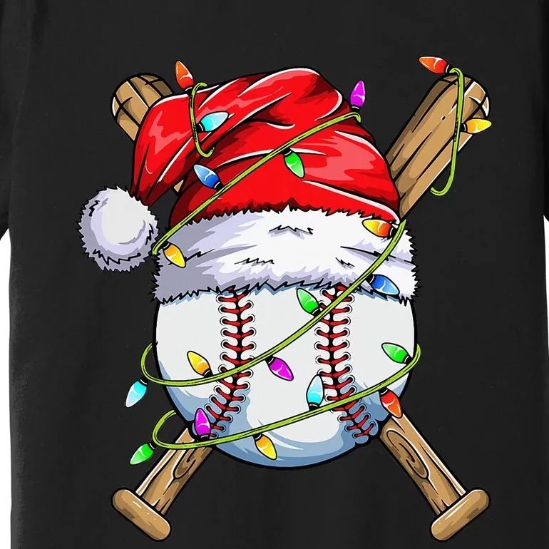 Santa Sports Design For Christmas Baseball Player Premium T-Shirt