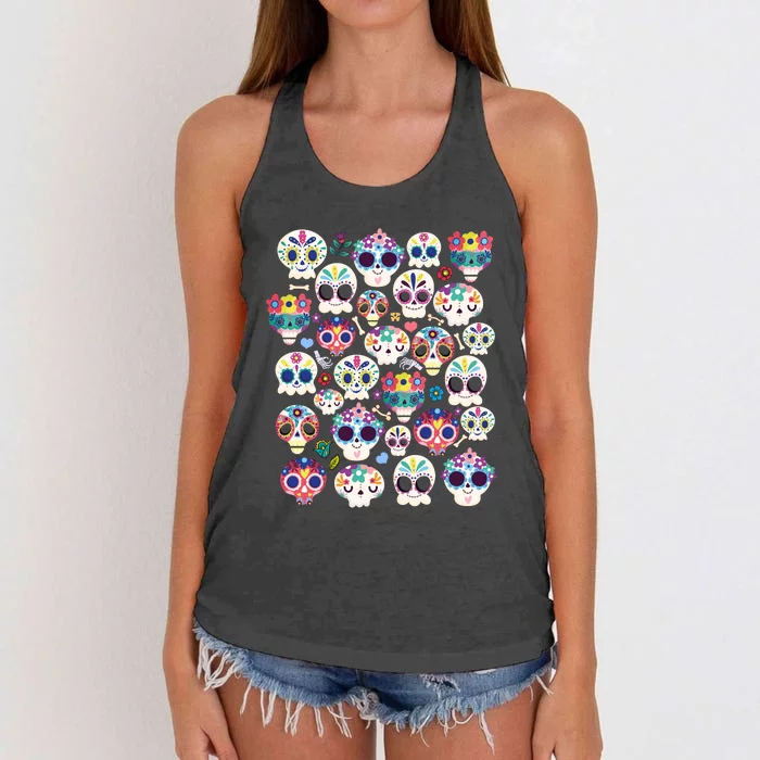 Sugar Skull Dia De Los Muertos Funny Day Of The Dead Kids Women's Knotted Racerback Tank