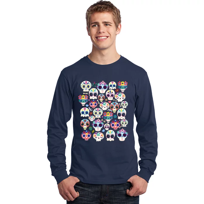 Sugar Skull Dia De Los Muertos Funny Day Of The Dead Kids Long Sleeve Shirt