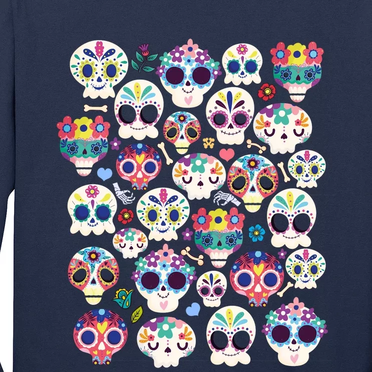 Sugar Skull Dia De Los Muertos Funny Day Of The Dead Kids Long Sleeve Shirt