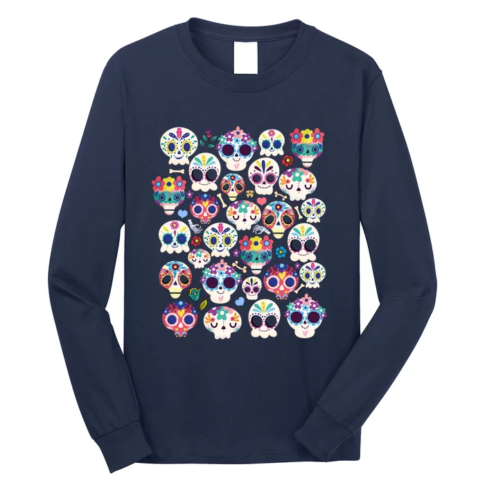 Sugar Skull Dia De Los Muertos Funny Day Of The Dead Kids Long Sleeve Shirt