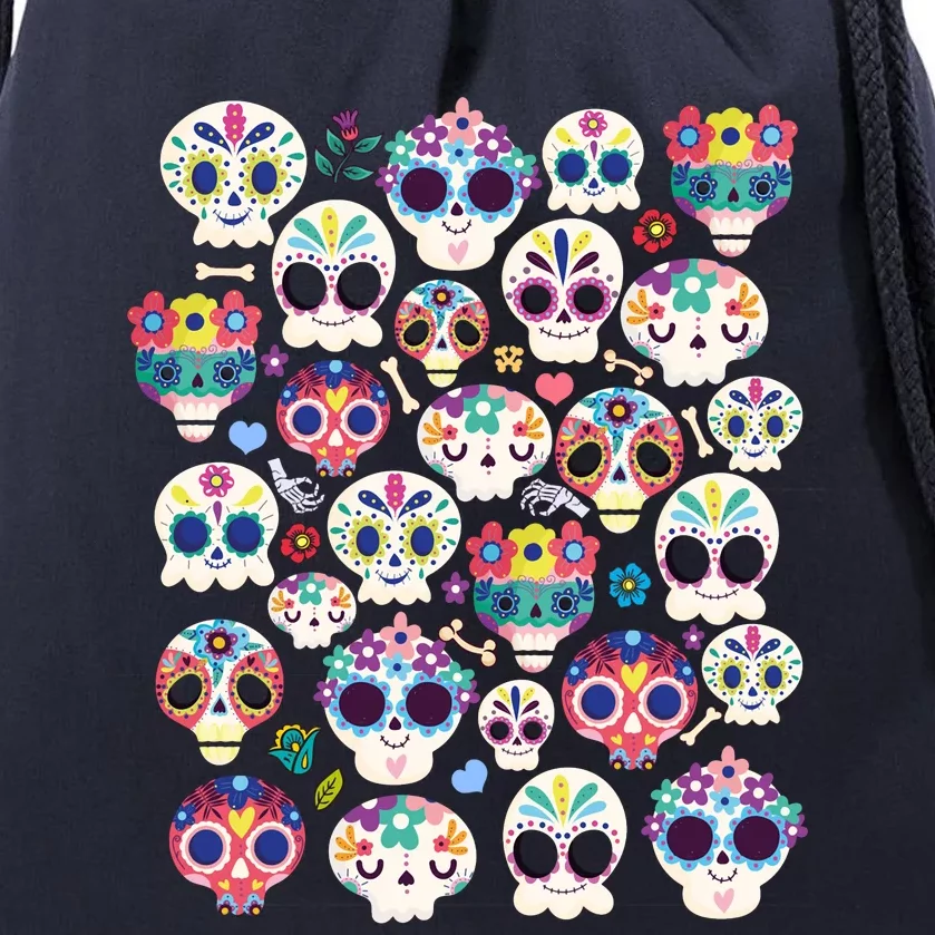 Sugar Skull Dia De Los Muertos Funny Day Of The Dead Kids Drawstring Bag