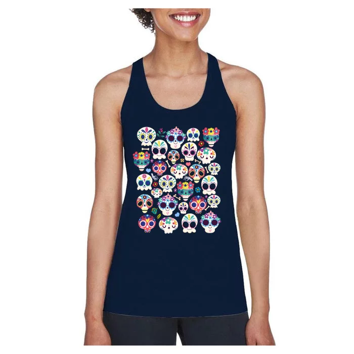 Sugar Skull Dia De Los Muertos Funny Day Of The Dead Kids Women's Racerback Tank