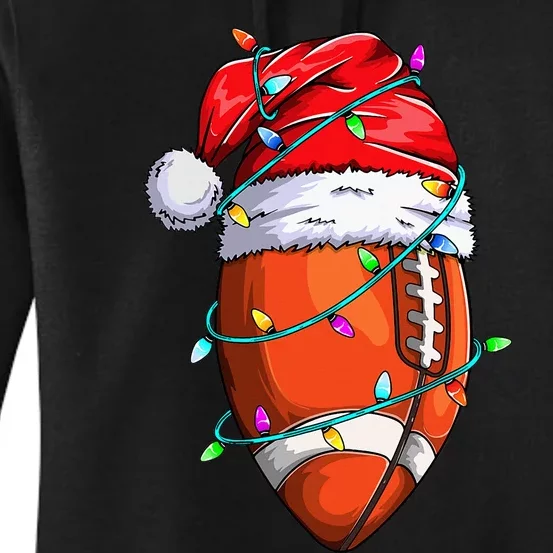 Santa Sports Design For Christmas Football Player Women's Pullover Hoodie