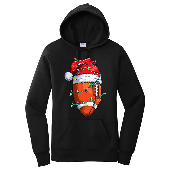 Santa Sports Design For Christmas Football Player Women's Pullover Hoodie