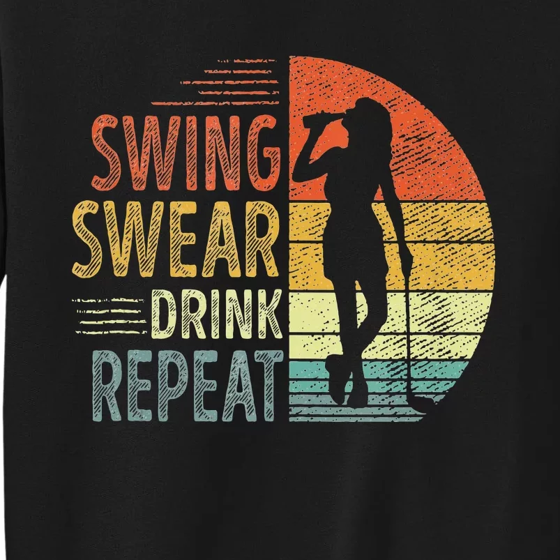 Swing Swear Drink Repeat Love Golf Golfer Women Girl Tall Sweatshirt